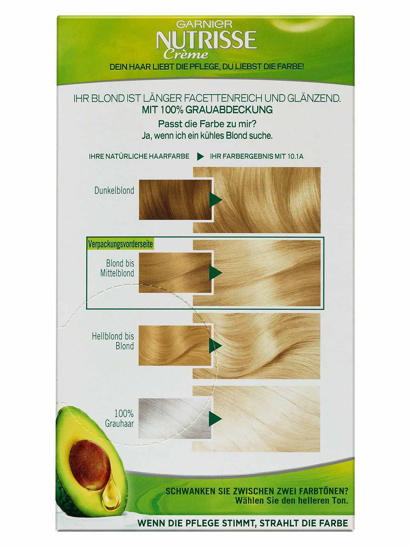 10-1AExtraKuehlesHellblondDauerhaftePflegeHaarfarbeNutrisseCreme1StkRueckseiteGarnierDE-gr